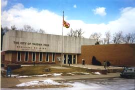 [photo, Municipal Building, Sam Abbott Citizens' Center, 7500 Maple Ave., Takoma Park, Maryland]